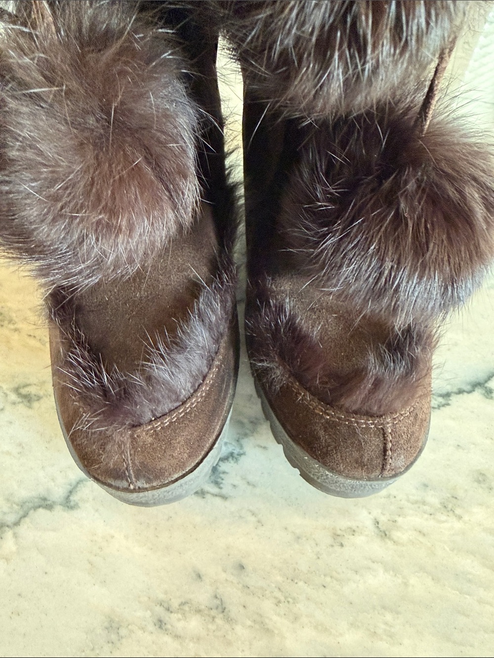 COACH Karita Dark Brown Suede & Genuine Rabbit Fur Knee-High Boots-Size 8.5 - Picture 3 of 11
